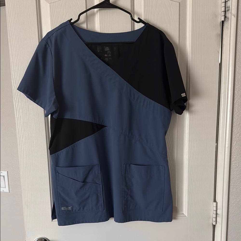 Asymmetrical Blue and Black Top